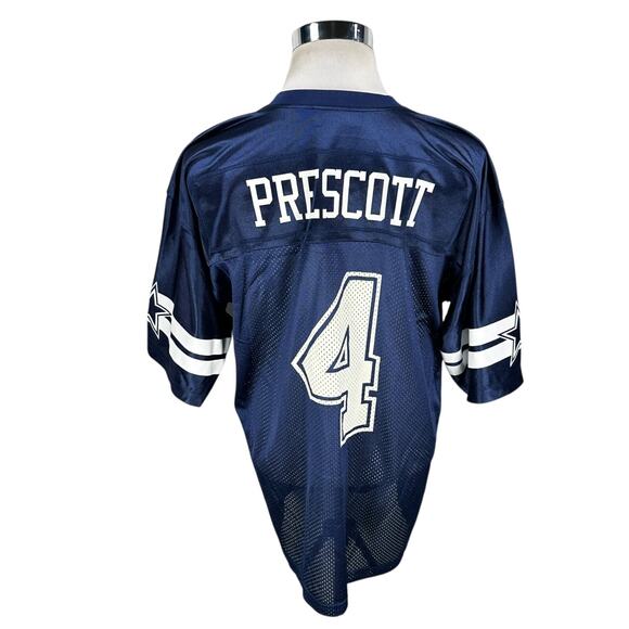 NFL Dallas Cowboys Dak Prescott #4 Jersey Men's Large Blue Mesh V-Neck Pullover - Picture 4 of 10